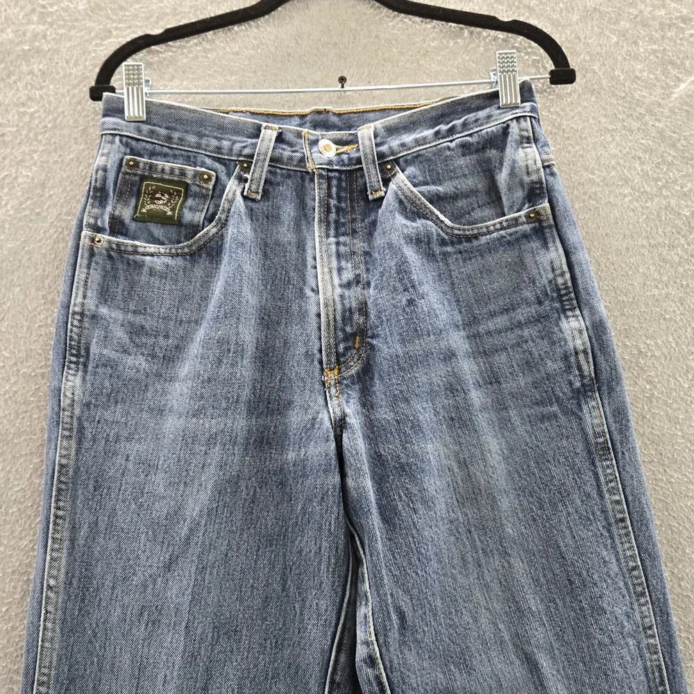 Cinch Men Jeans 29x35 Blue Denim Embroidered Green Label 35